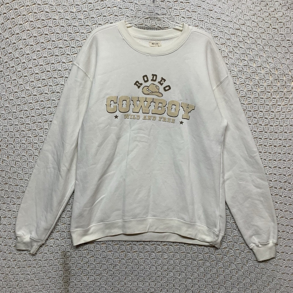 Persaya Sweatshirt Adult  Size XL Cream Rodeo Cowboys Wild And Free Crew‎ Neck